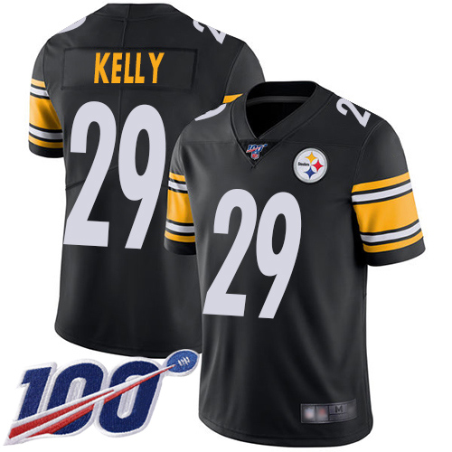 Youth Pittsburgh Steelers Football #29 Limited Black Kam Kelly Home 100th Season Vapor Untouchable Nike NFL Jersey->youth nfl jersey->Youth Jersey
